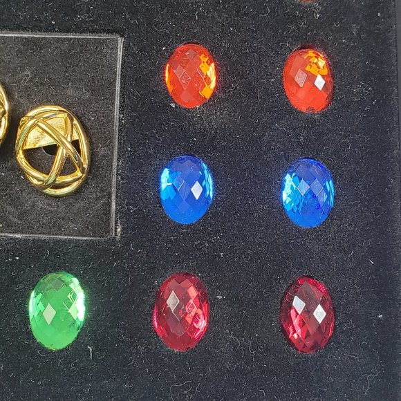 Vintage Signed Joan Rivers Set of 9 Interchangeable Cabochon Clip On Earrings - Picture 6 of 12
